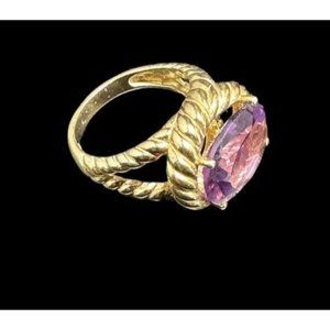 Vintage Turkey OT 925 Sterling Silver and Amethyst Cocktail Ring Size 9